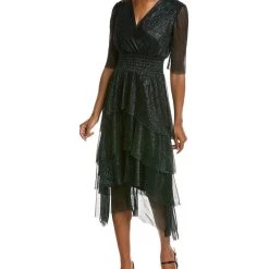 Discount ๐ MAISON TARA Lurex Crinkle Midi ๐ Dress - ๐ฉ women ๐งจ