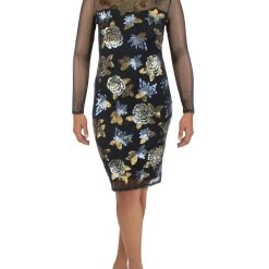 Outlet โค๏ธ Thalia Sodi ๐ฉ Womens Mesh Sqequined Cocktail and Party ๐ Dress ๐