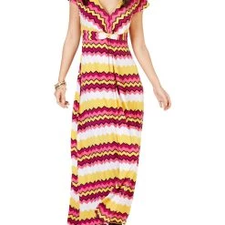 Best Pirce ✨ Thalia Sodi 👩 Womens Striped Split Neck Maxi 👗 Dress ❤️